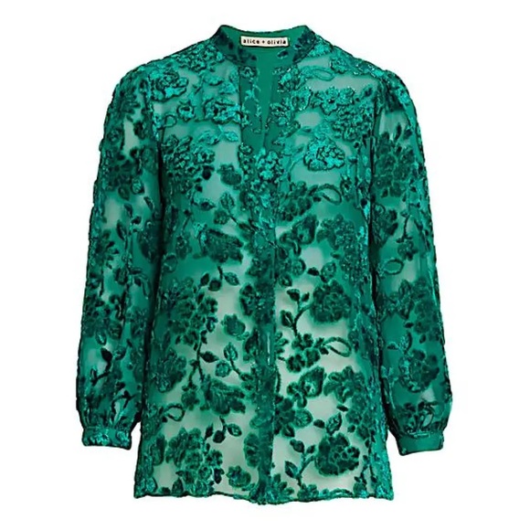 Brand: Alice & Olivia
Sheila Burnout Blouse, Alice Olivia, Original price $350, - Picture 2 of 6